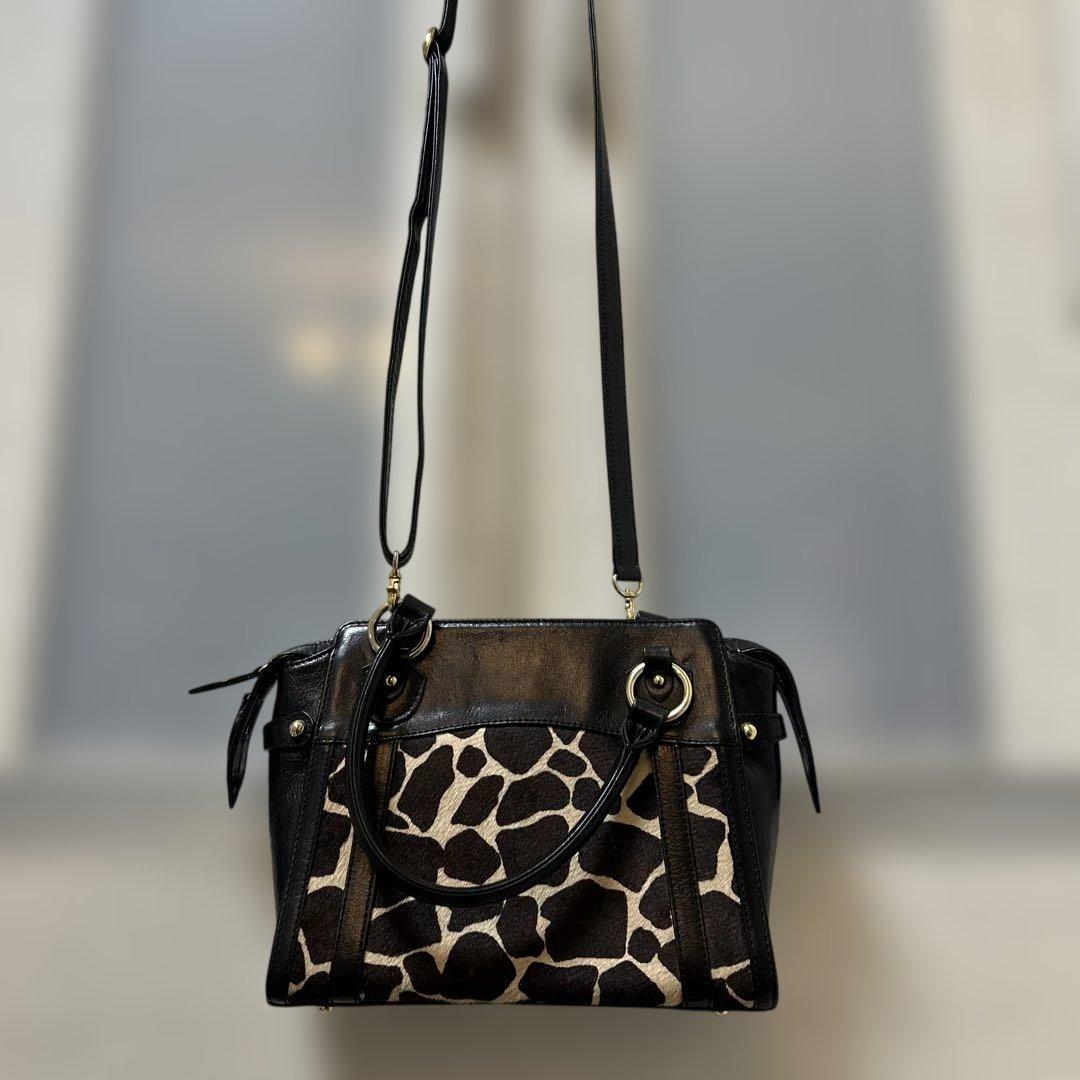 ふわり HAMANO牛革ハラコヒョウ柄レザーショルダーバッグトートバッグ