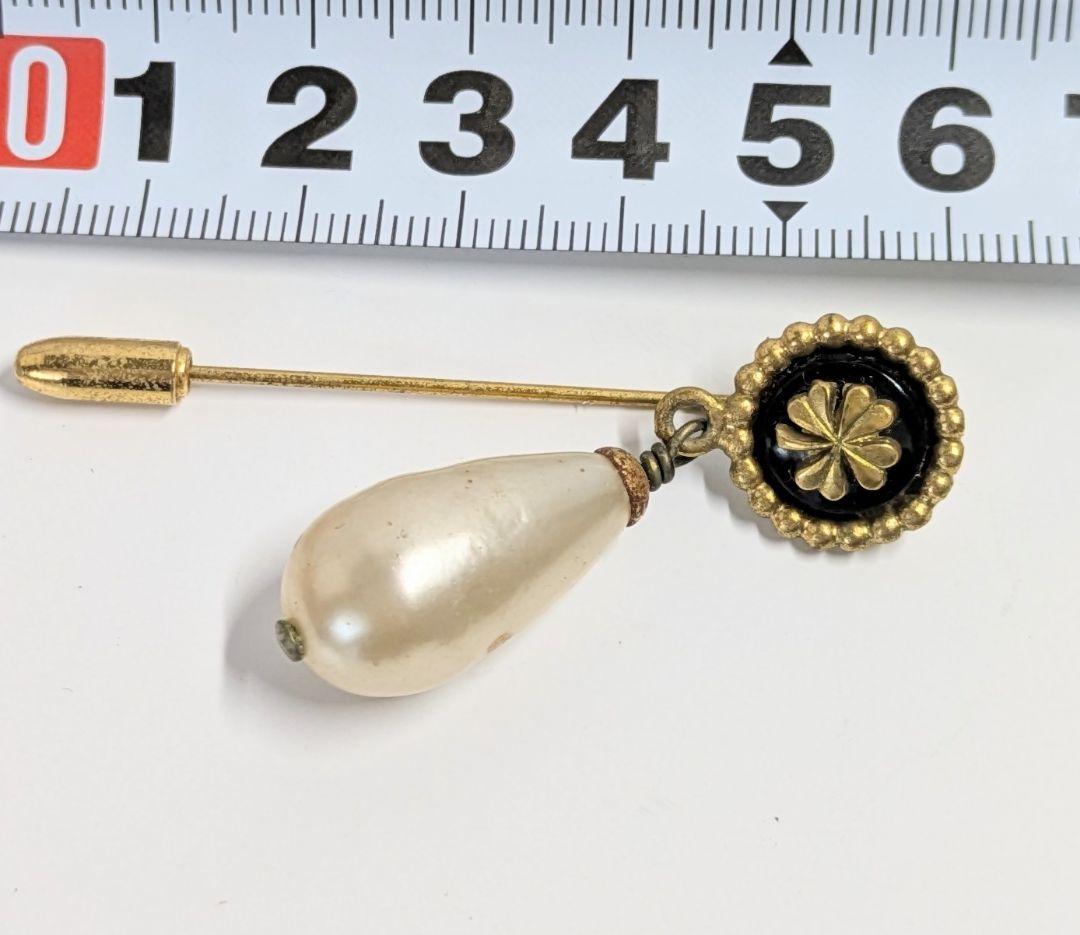 CHANEL シャネル クローバー モチーフパール ピンブローチ フェイクパール