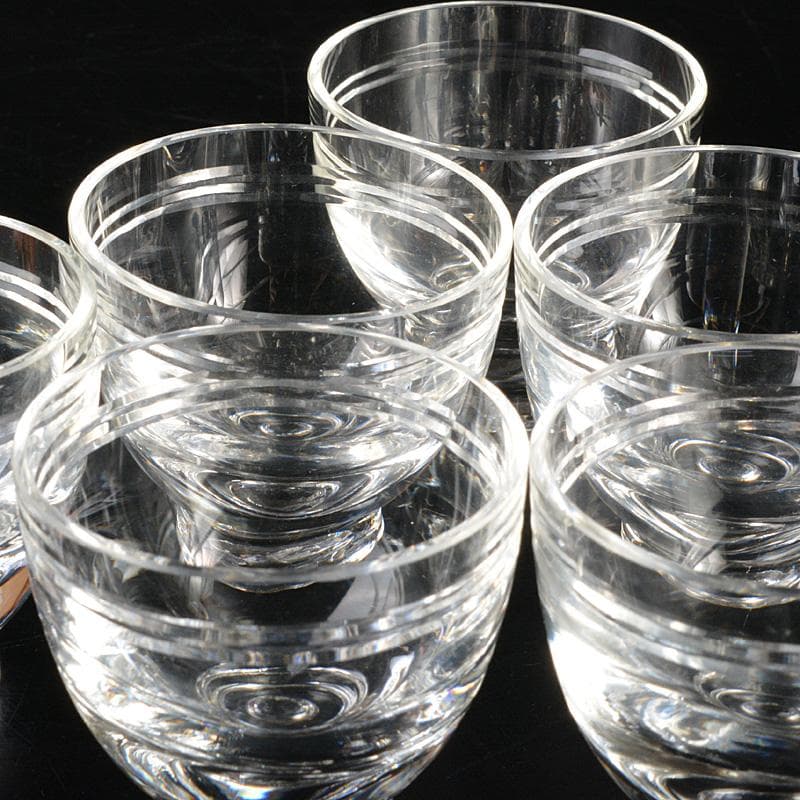 クリスタルガラス 冷酒グラス 酒杯 煎茶器 6客 桐箱付 V 6238