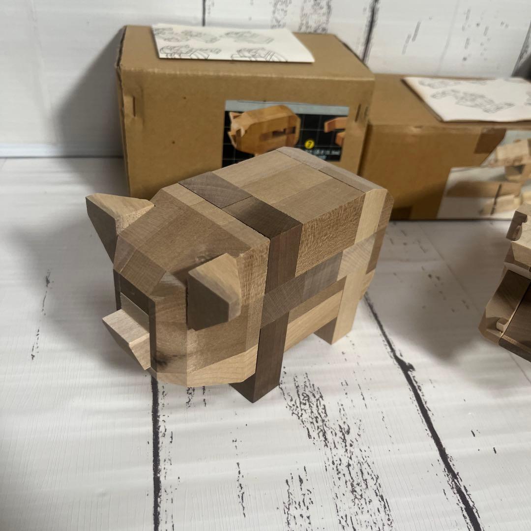 山中組木 yamanaka kumiki 動物セット ブタ カバ ゾウ ライオン