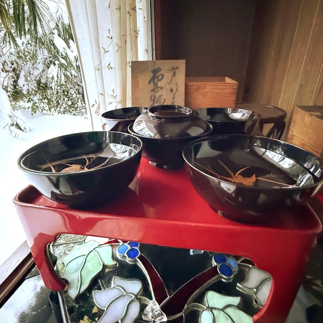 2245様感謝‼️JAPAN蒔絵かわせみ天然木伏蒔絵 芦にかわせみ真塗厚物椀