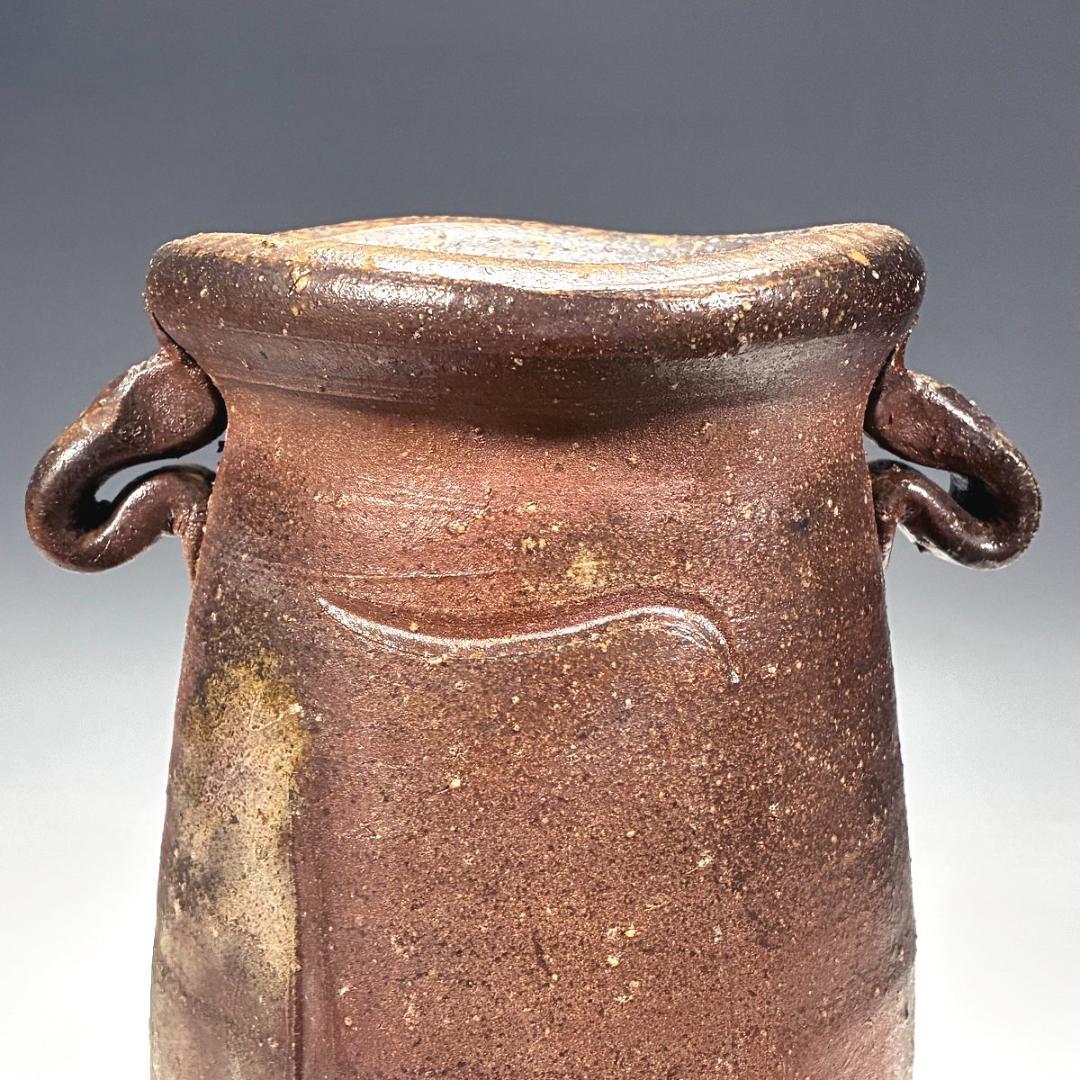 □備前焼 斉藤隆 作 花入 共箱あり 師：伊勢崎淳