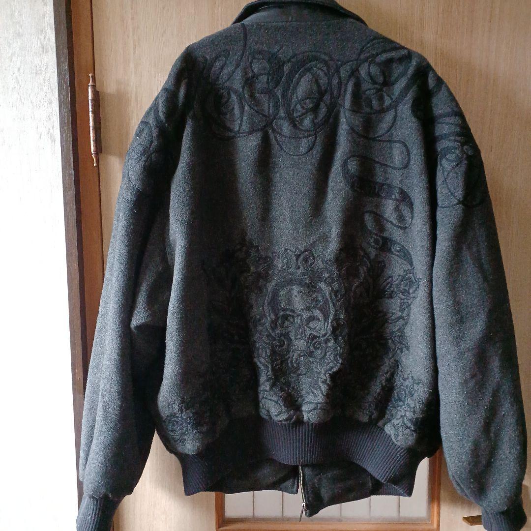 ペレペレ　pelle pelle スカル刺繍 ボンバージャケット グレー ペレペレ pelle pelle スカル刺繍 ボンバージャケット グレー