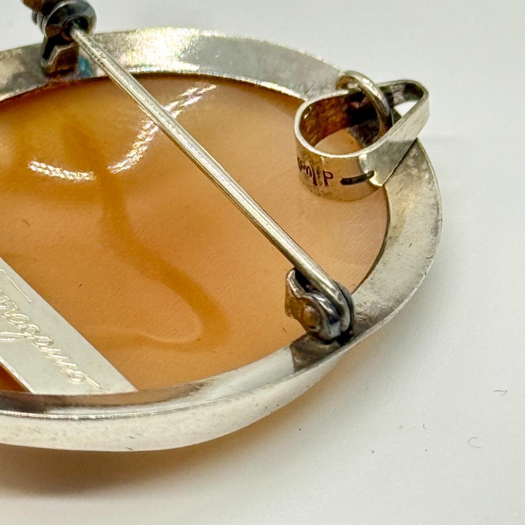 Salvatore Ferragamo フェラガモ ブローチ カメオ 925 FERRAGAMO