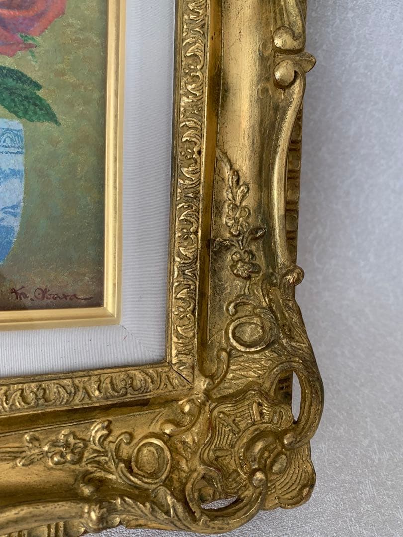 小原 稔 『 バラ 』 油絵 油彩 絵画