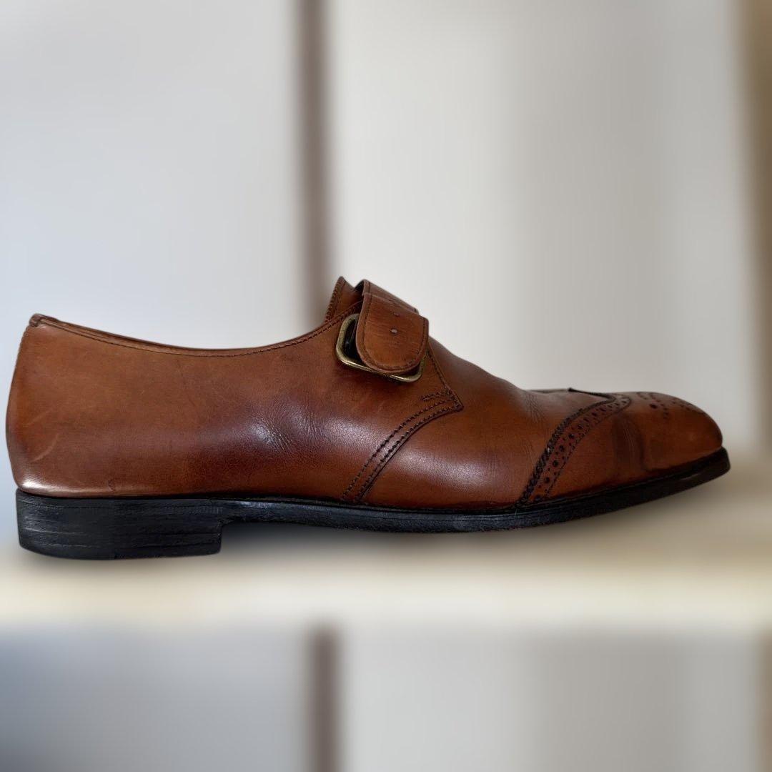 エドワードグリーン　ウィングチップモンクストラップシューズ　ブラウン６D