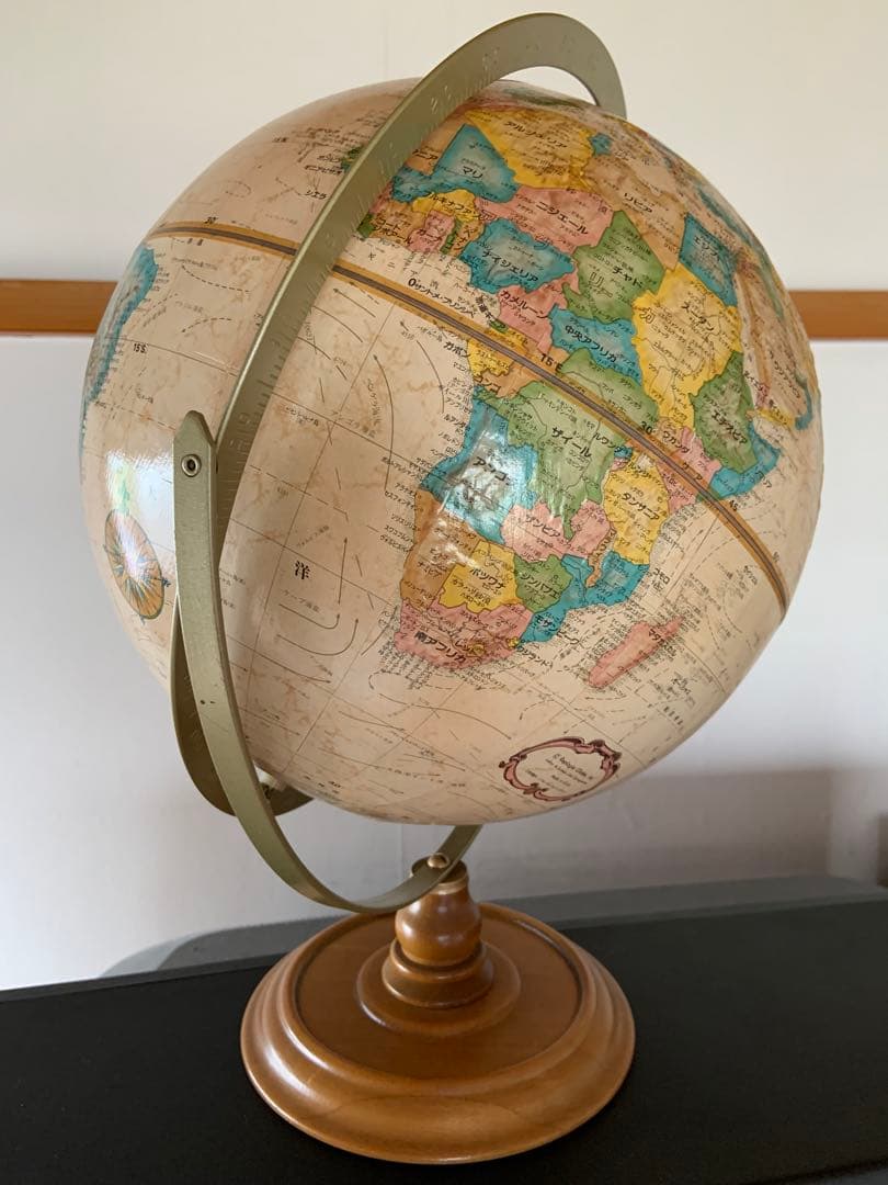 Replogle 地球儀 1970〜80年代製 アメリカ製 日本語表記 木製台座の