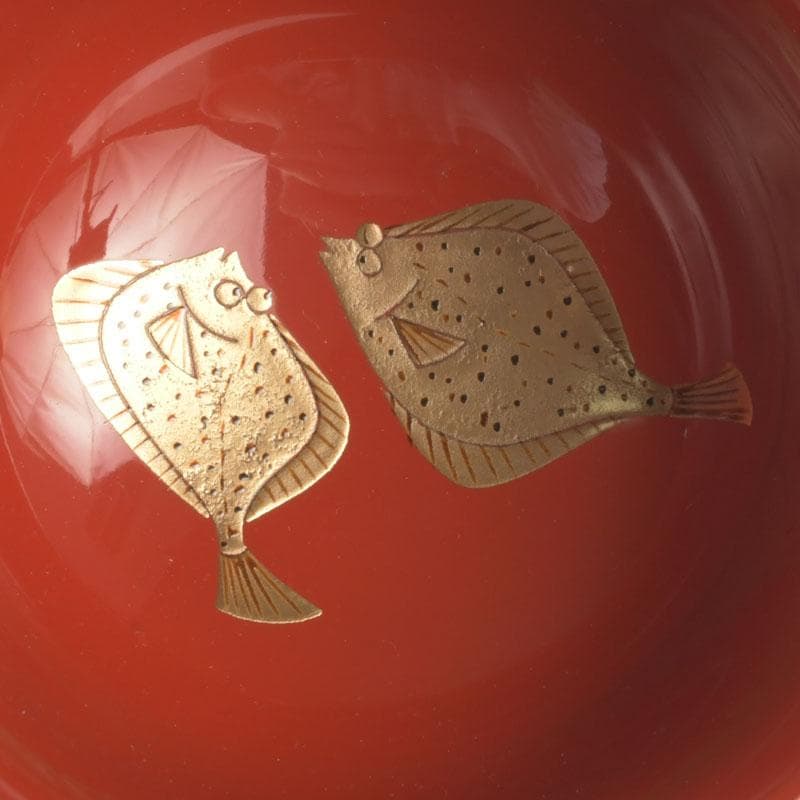 和食器 茶懐石 輪島塗 輪島屋本店謹製 朱塗魚蒔絵 盃 五客