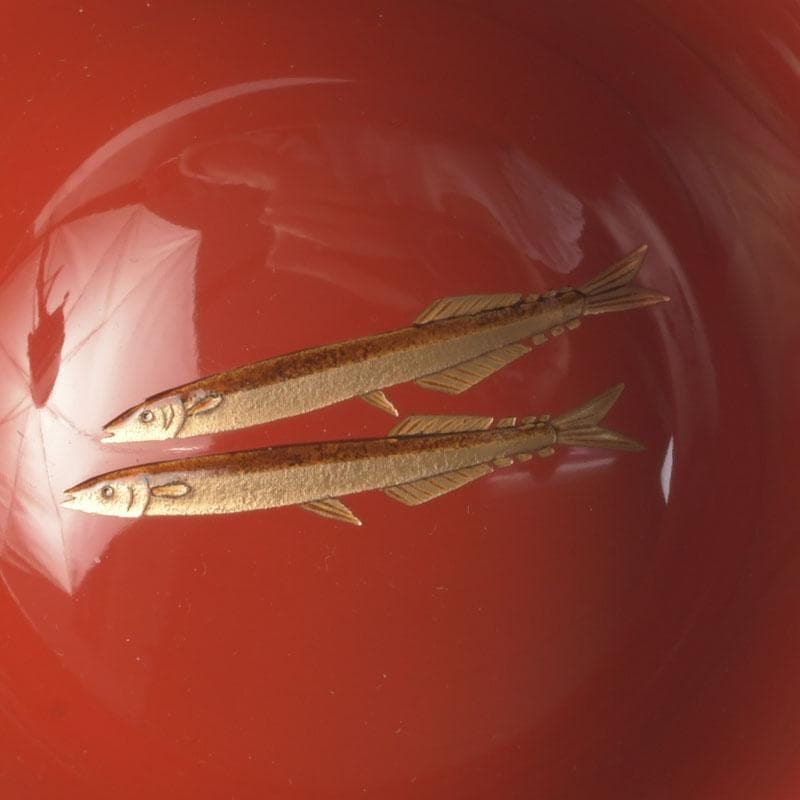 和食器 茶懐石 輪島塗 輪島屋本店謹製 朱塗魚蒔絵 盃 五客