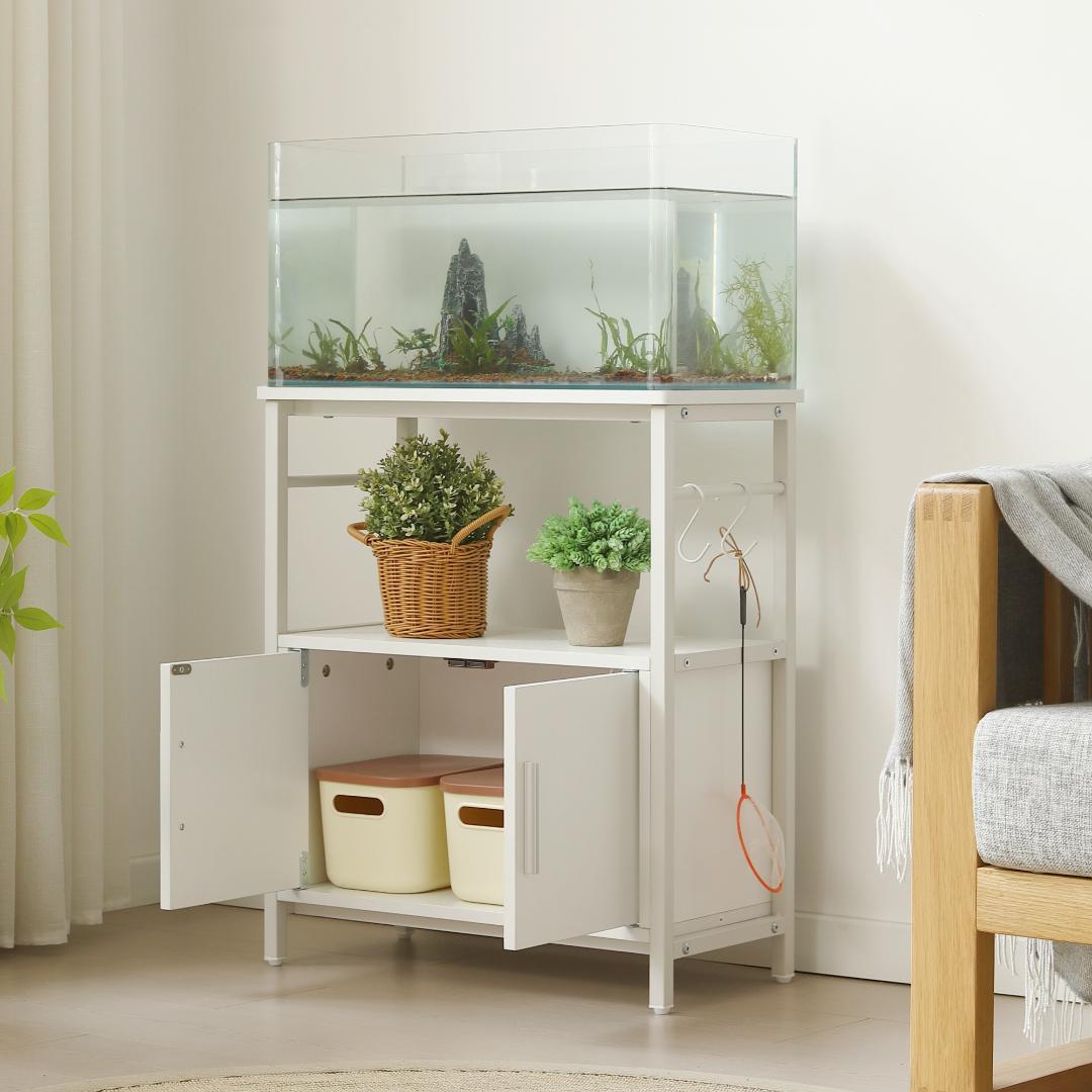 水槽台 水槽スタンド 耐荷重120kg 収納棚 60cm×30cm WHITE 水槽台 収納