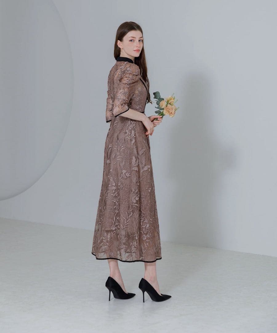 極美品Sサイズ】Leja 花柄チュールパフスリーブワンピースドレス 11月購入