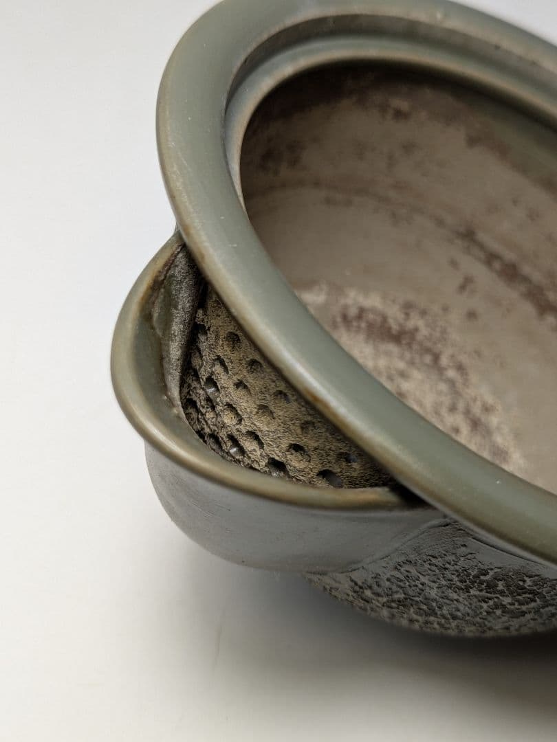 藤田龍峰 青備前石目煎茶器（宝瓶・湯冷まし・煎茶碗5客）