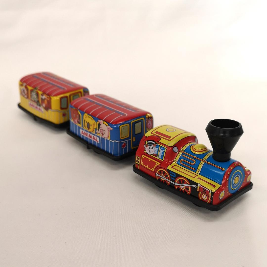 未使用＞【 レトロ】ブリキのおもちゃ ゼンマイで動く アニマル電車