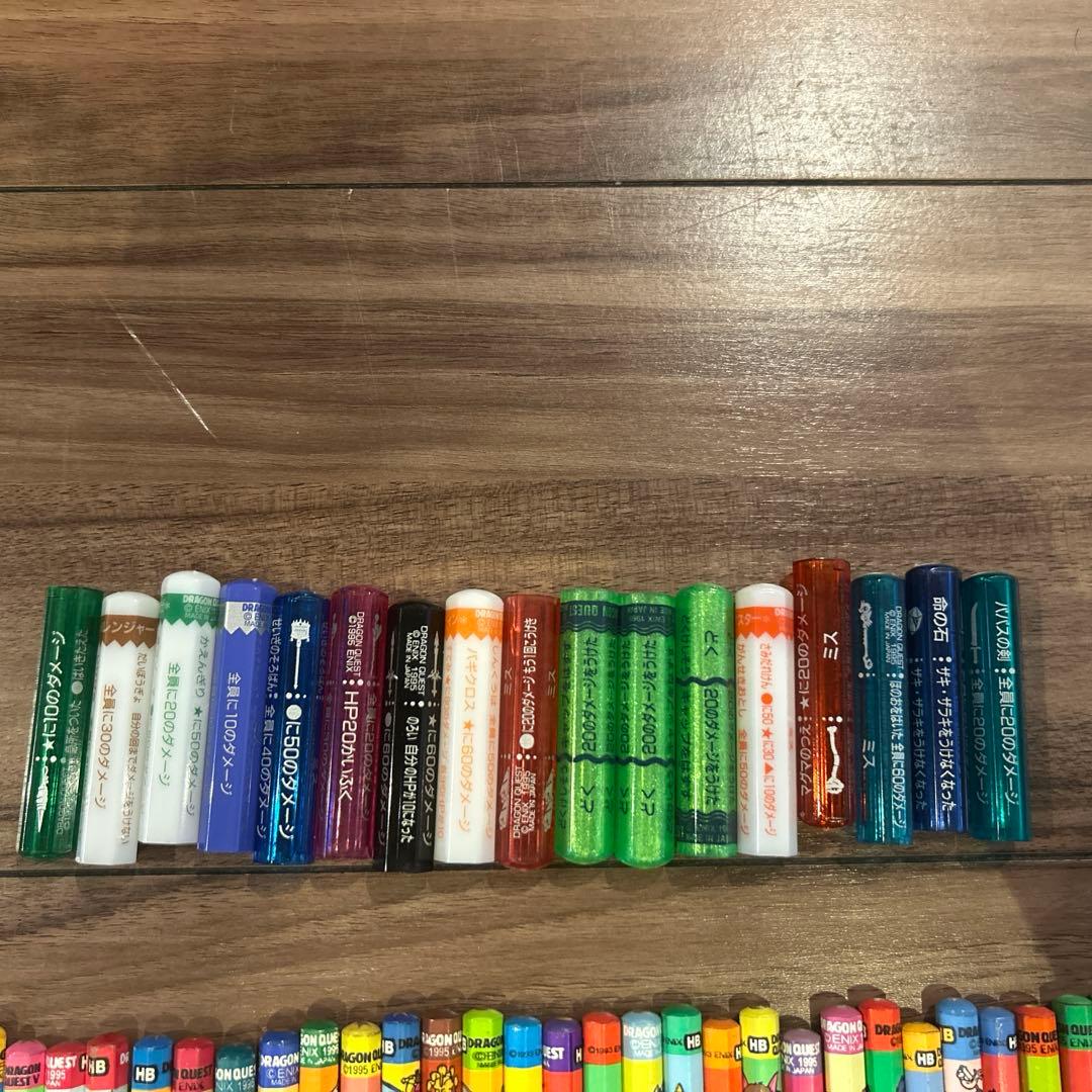 レア】ドラゴンクエスト/バトルえんぴつ76本/キャップ17個/キングスライム