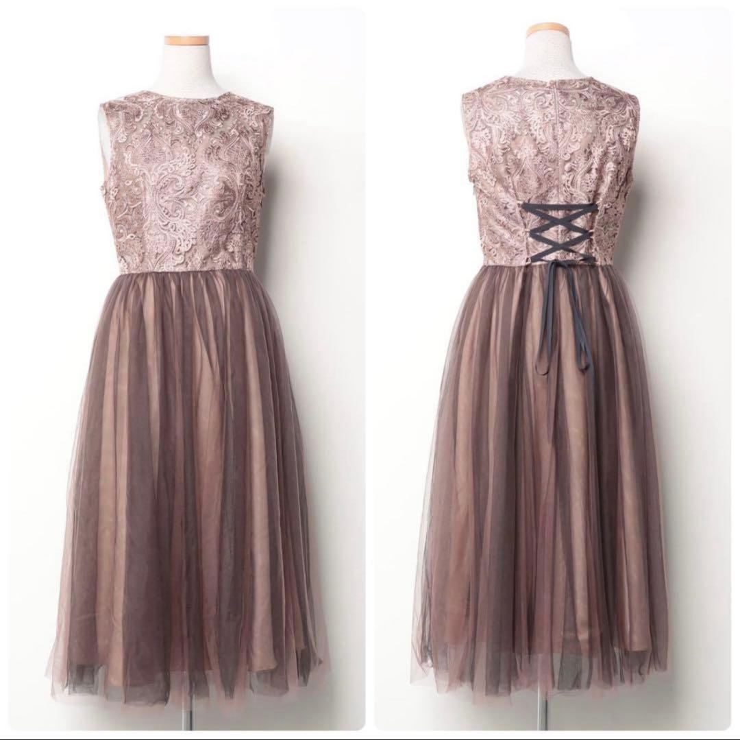 【美品】AIMER エメ オーナメント刺繍レースパーティドレス