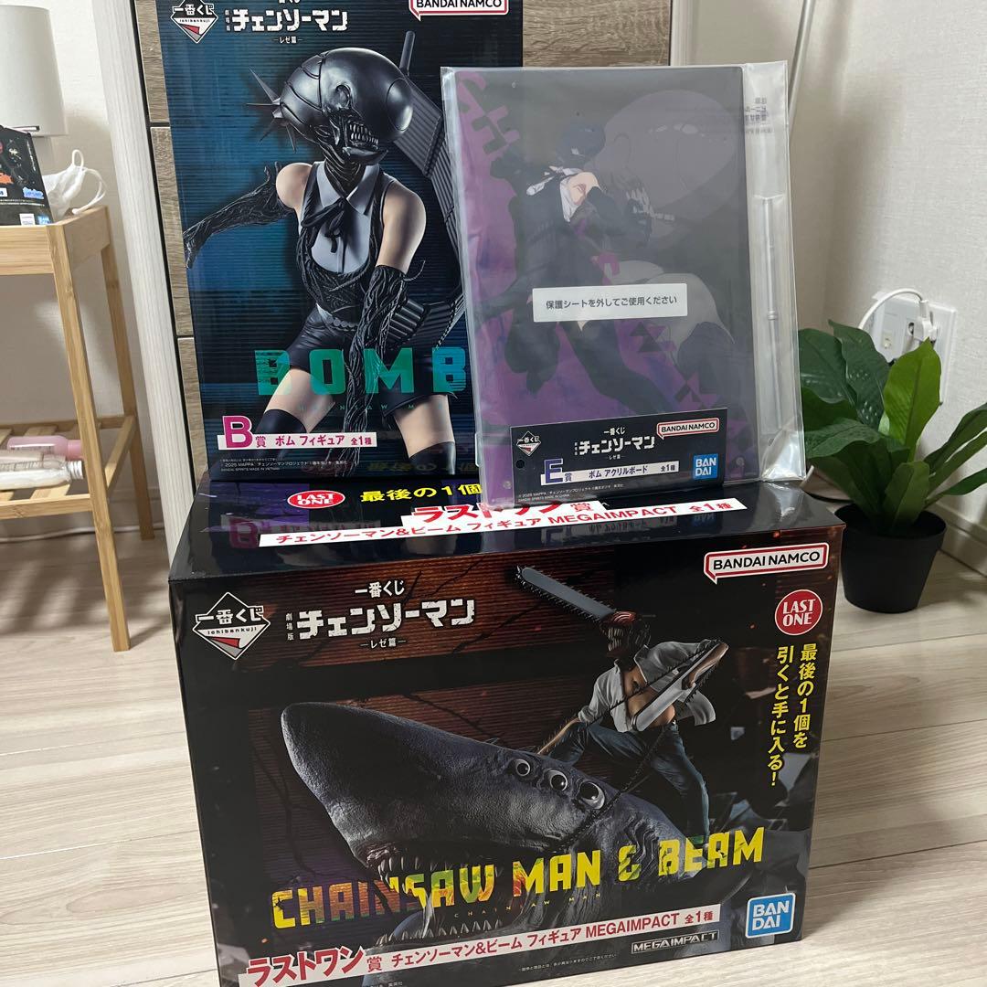 L*。様 【18点セット】一番くじラストワン賞 チェンソーマン＆ビーム フィギュ ラストワン賞「チェンソーマン＆ビーム フィギュア MEGAIMPACT」 [画像