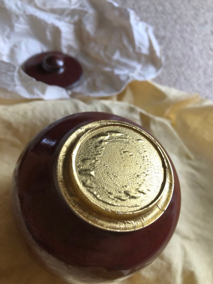 鉄砂 茶入 安東五 氏作 共箱入 替蓋付き