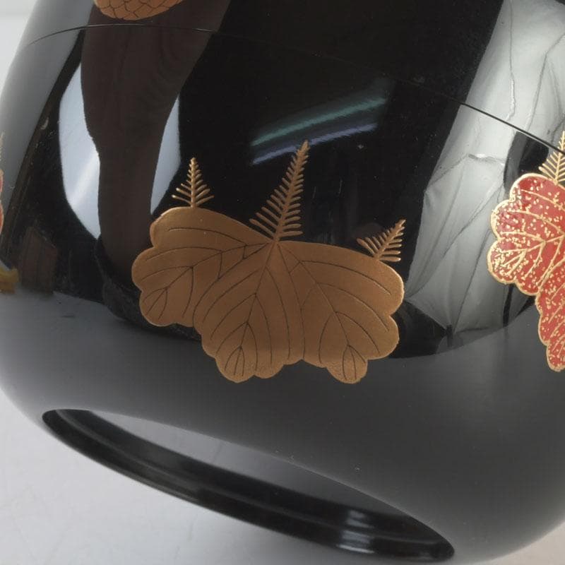 茶道具 漆芸家 難波仁斎作 高台寺蒔絵 平棗 共箱 V 9594