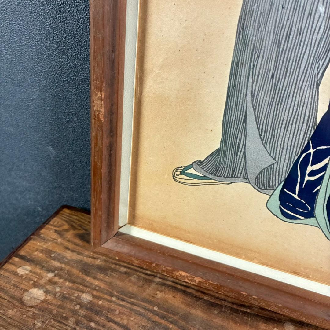 竹久夢二「梅川忠兵衛」木版画 やなぎや版 柳屋 1920年 大正ロマン