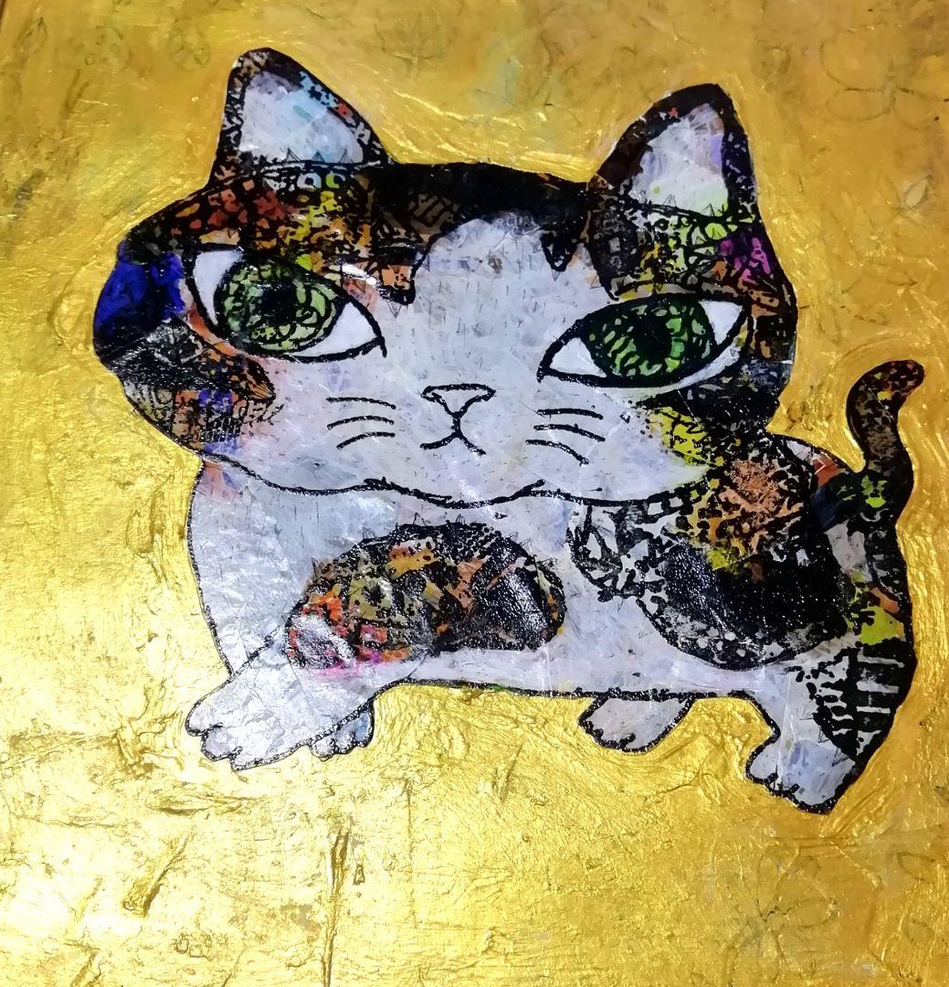 額付き銅版画応用絵画 title「お通りニャンコ」 ディスカウント 額付き