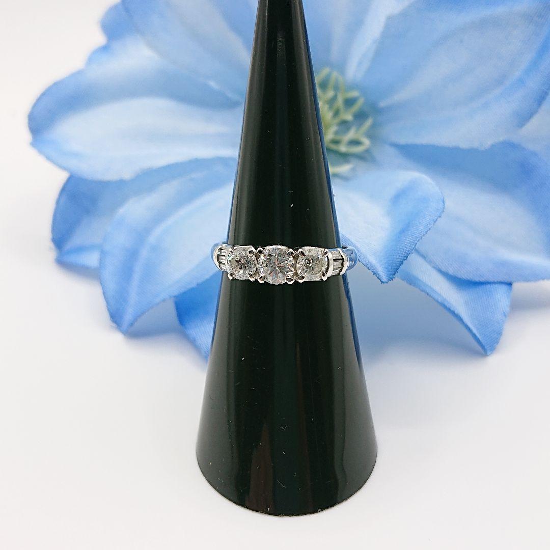 tacoable1カラット3粒天然ダイヤモンドリング テーパー付Pt900