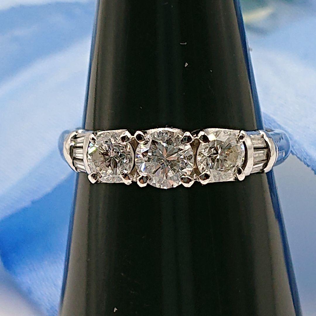 tacoable1カラット3粒天然ダイヤモンドリング テーパー付Pt900