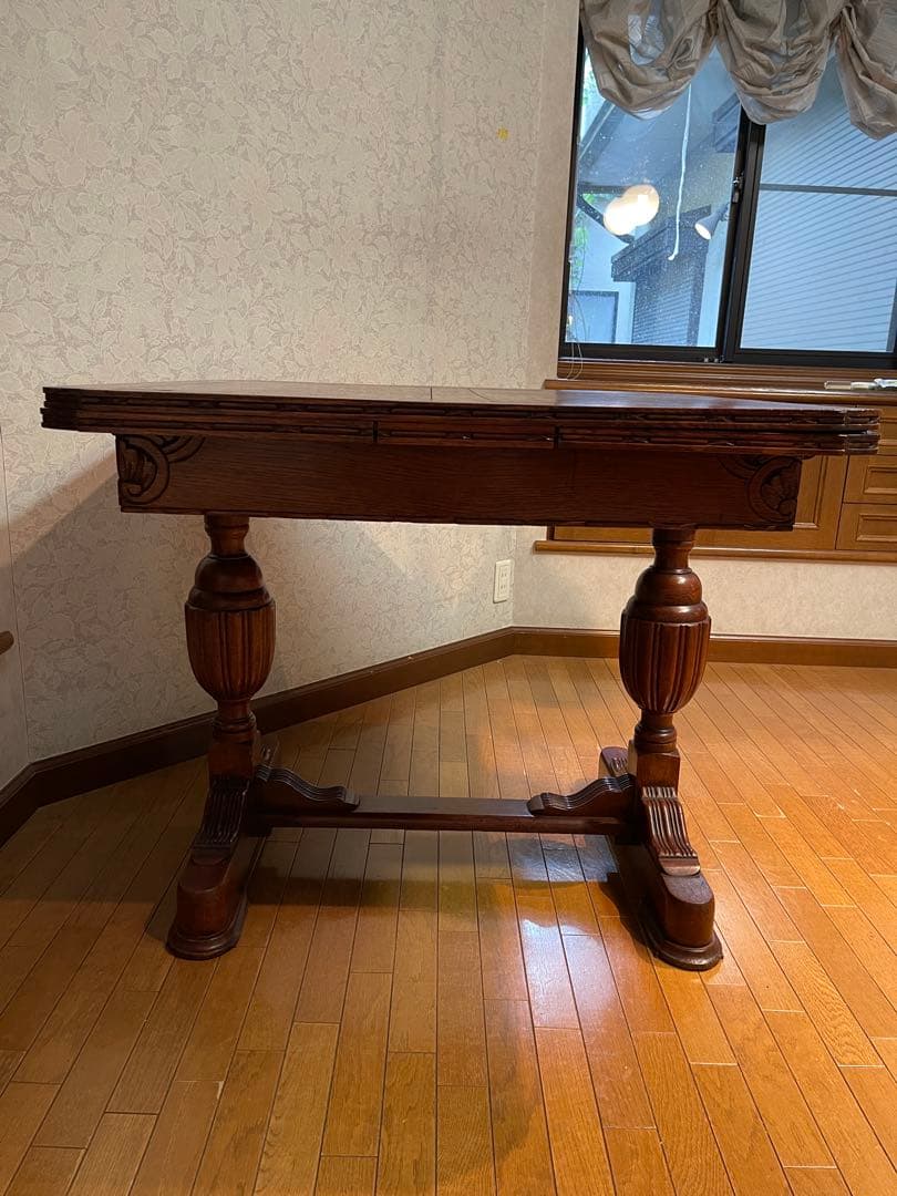 1*中様 アンティーク木製ドローリーフテーブル　ダイニングテーブル