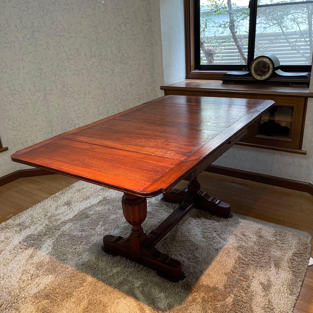 1*中様 アンティーク木製ドローリーフテーブル　ダイニングテーブル