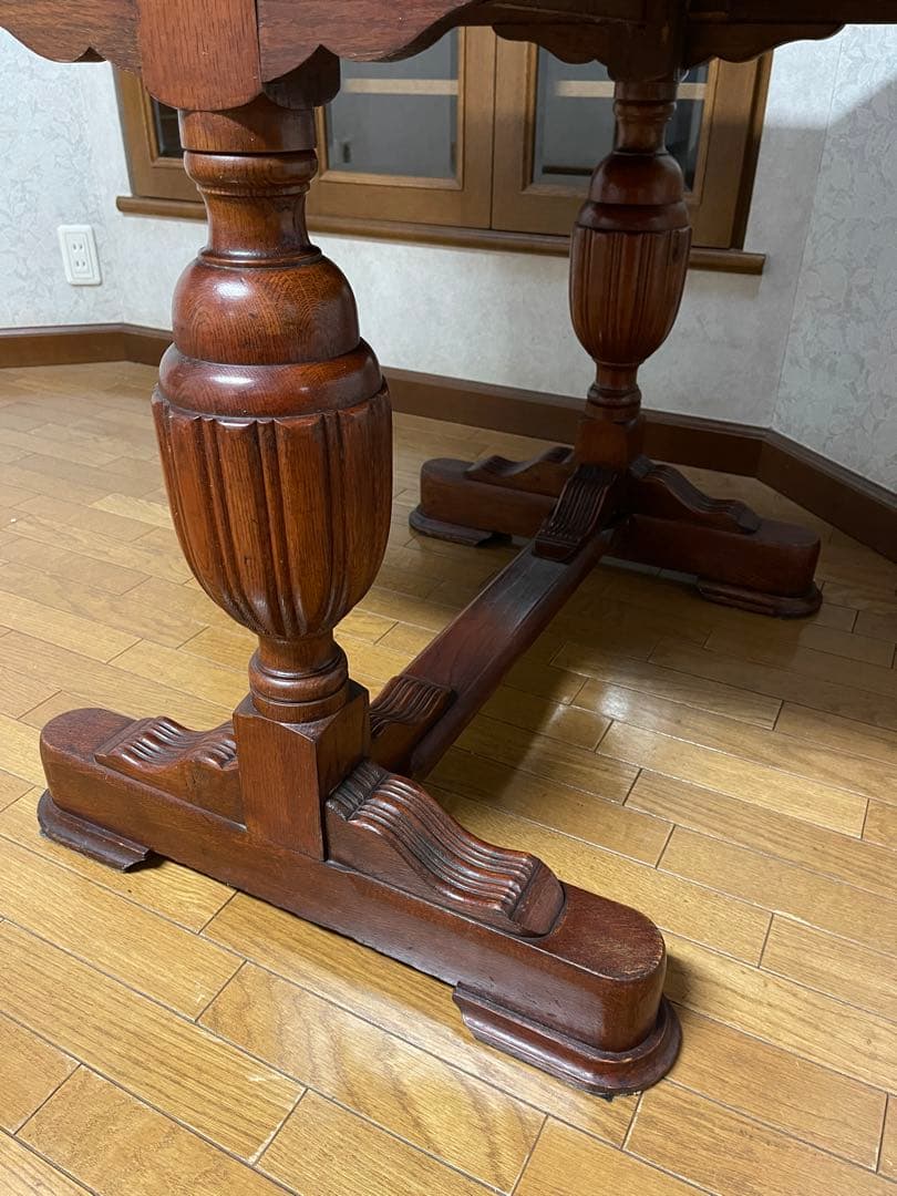 1*中様 アンティーク木製ドローリーフテーブル　ダイニングテーブル