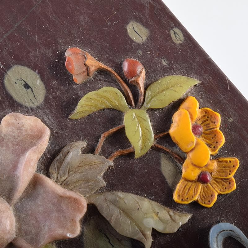 中国 玉石彫刻 貼花文 硯屏 M R8524