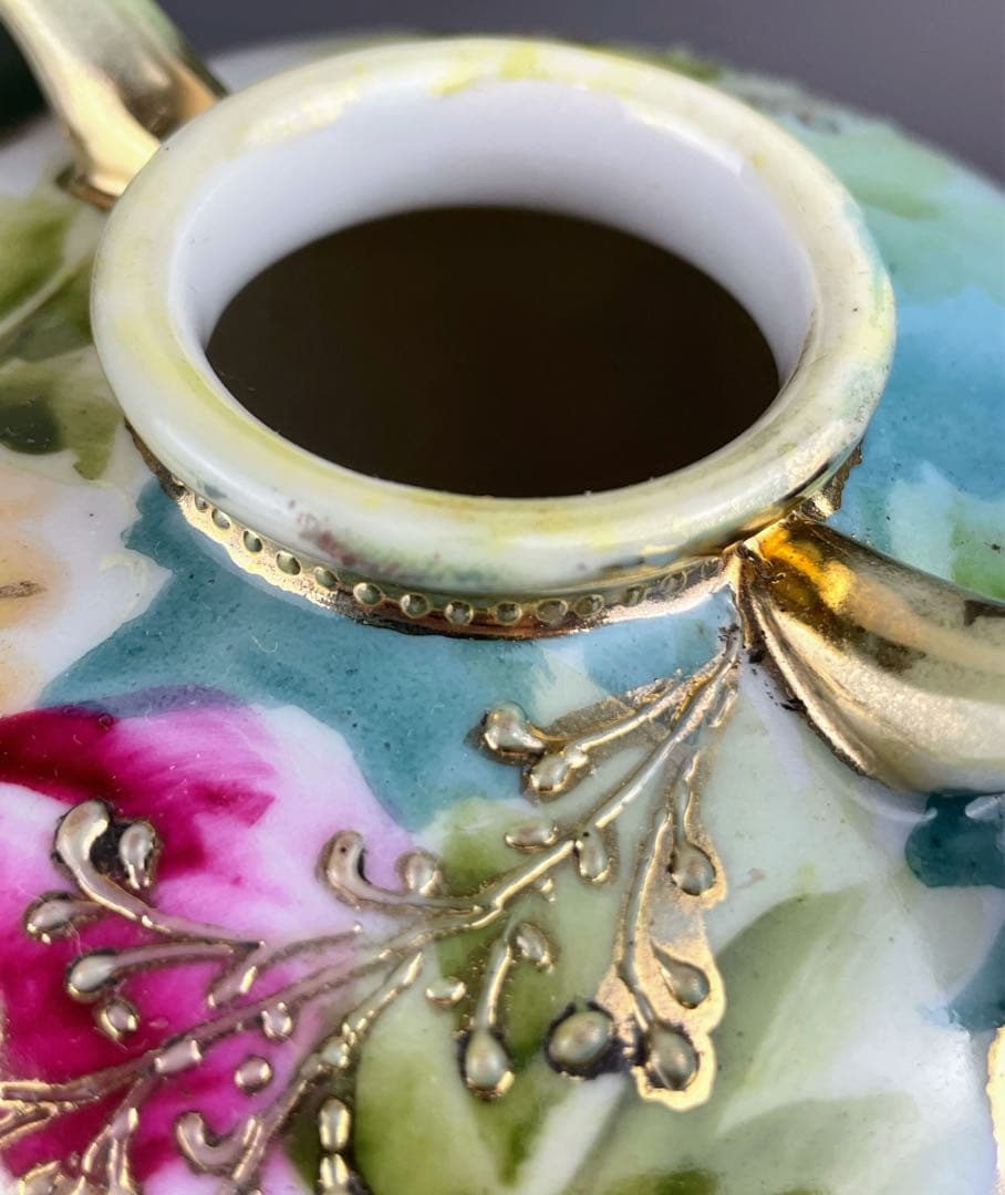 オールドノリタケ 約23cm アールヌーボー ポピー花紋花瓶 金盛り