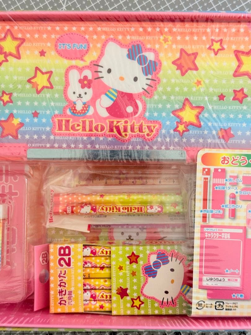 日本製・廃盤】平成レトロハローキティ 文房具 おどうぐ箱セット 未使用
