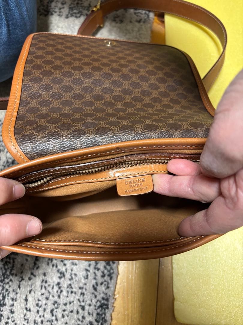 CELINE ショルダーバッグ マカダム柄 ヴィンテージ ゴールド金具