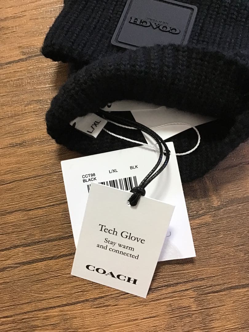 新品 ショッパー&ギフトボックス付 COACH ニット手袋 サイズL/XL