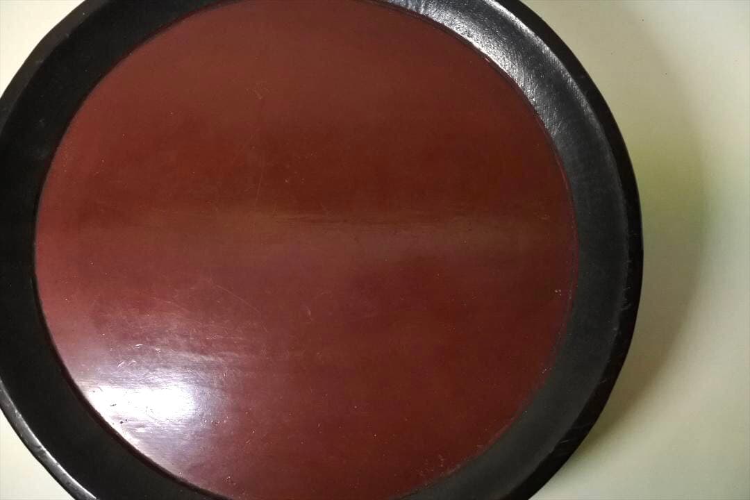 明治時代　時代盆　台　朱塗　骨董品　アンティーク