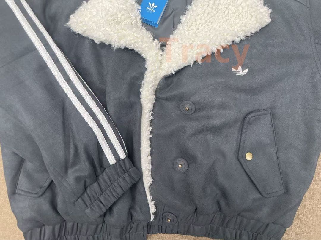 新品】Adidas中国限定 ボア襟付きブラックジャケット 巳年 JL8438