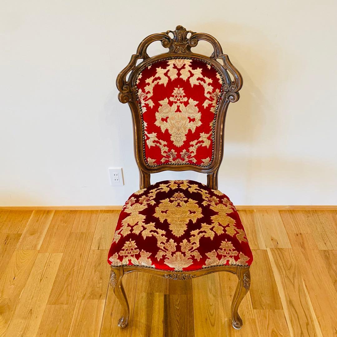 イタリア ダイニングチェア 金華山 赤 金 猫脚 椅子 ヨーロピアン
