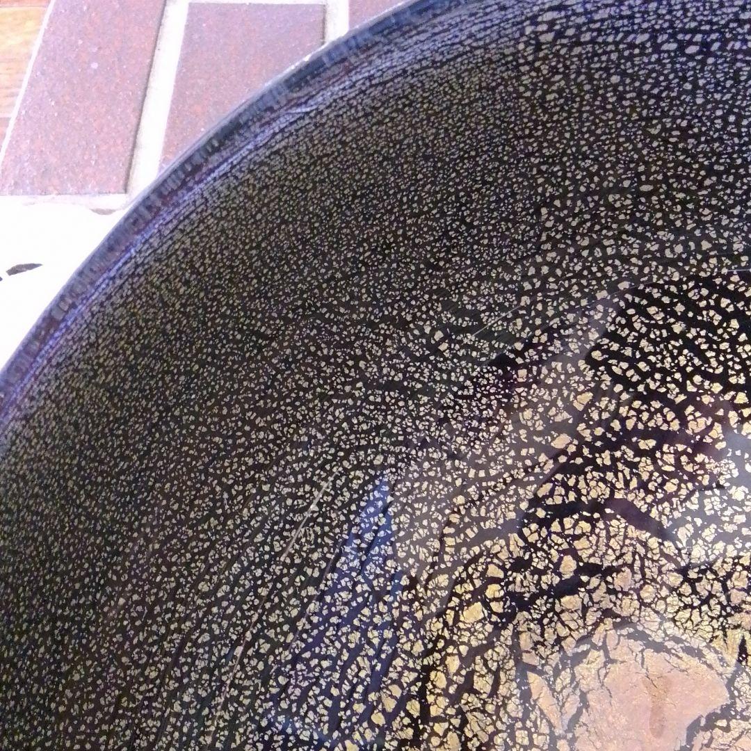 葉形陶器皿 黒金グラデーション