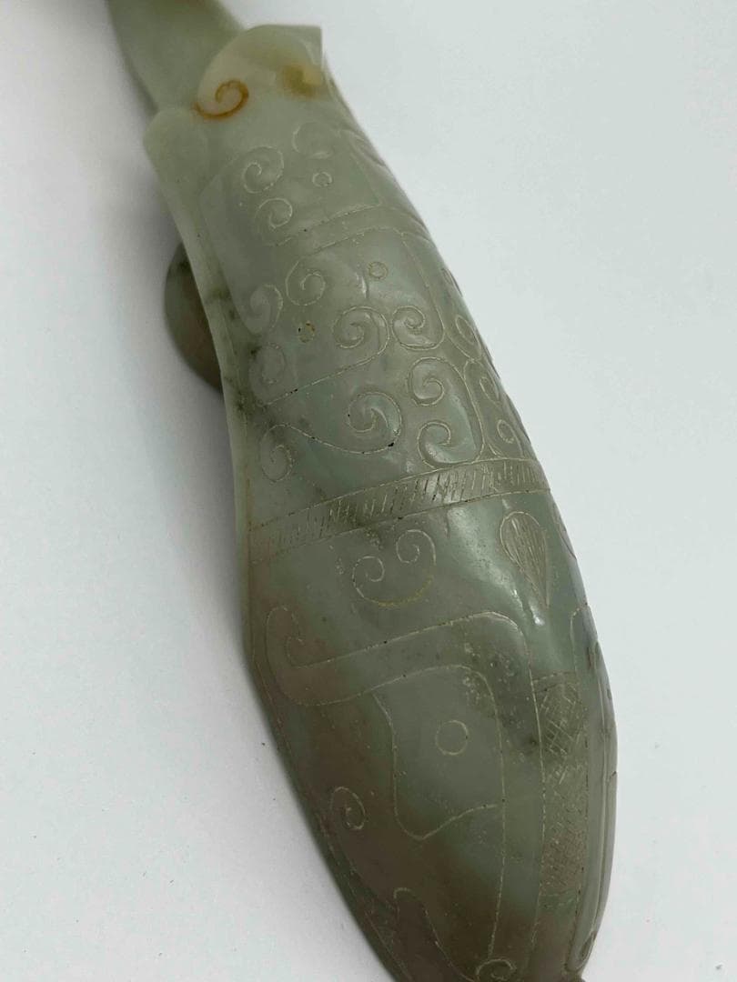 清乾隆時代 夔龍饕餮文玉帶鉤 砡 旧家蔵出し 希少貴重 高玉質