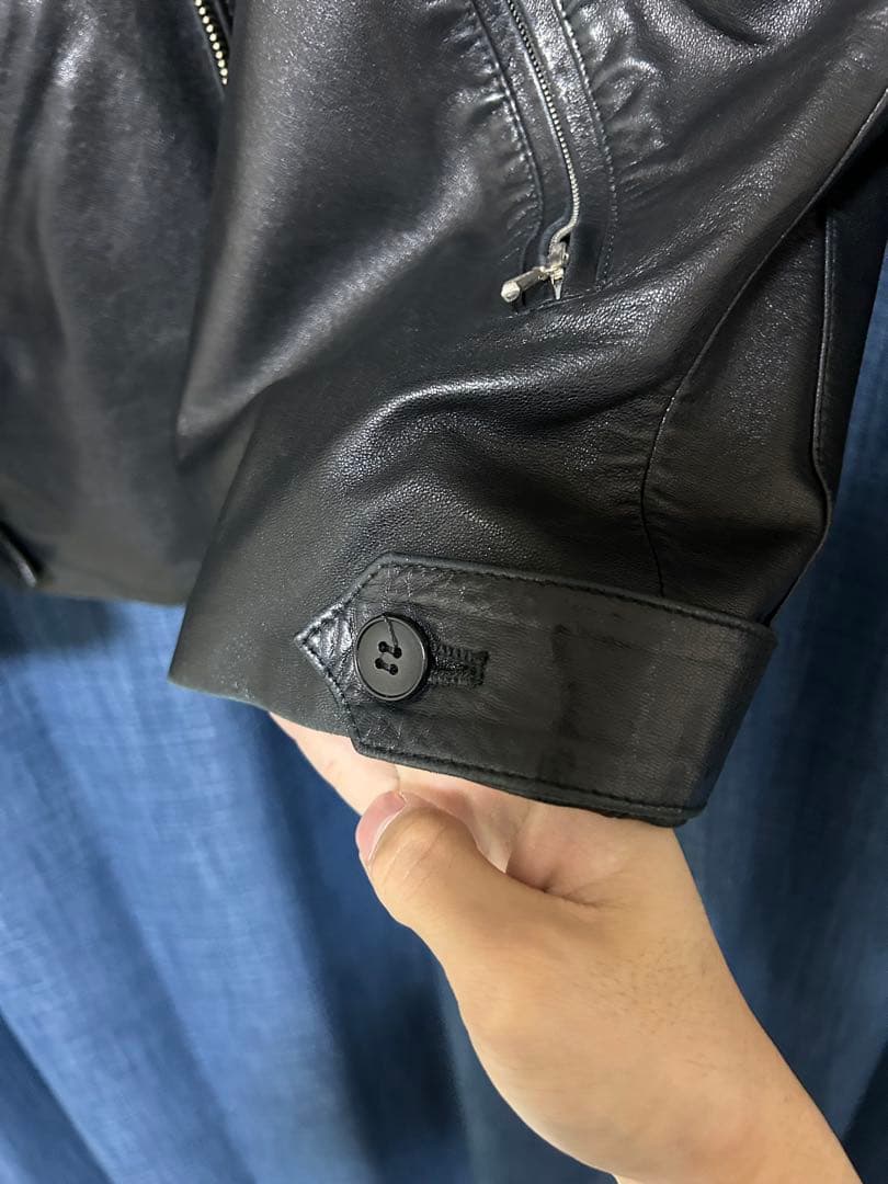 アニエスベーオム レザーシングルライダースジャケット