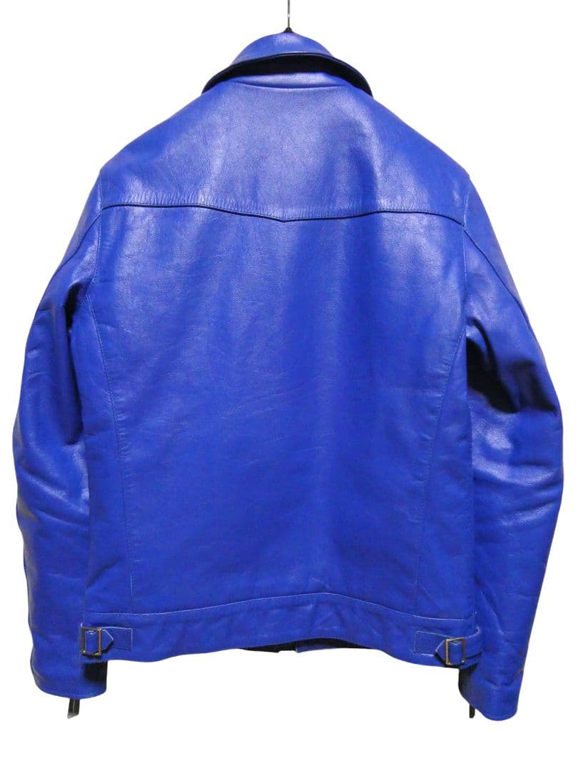 ヴィンテージ！レアカラーロイヤルブルー！襟付きシングルライダース