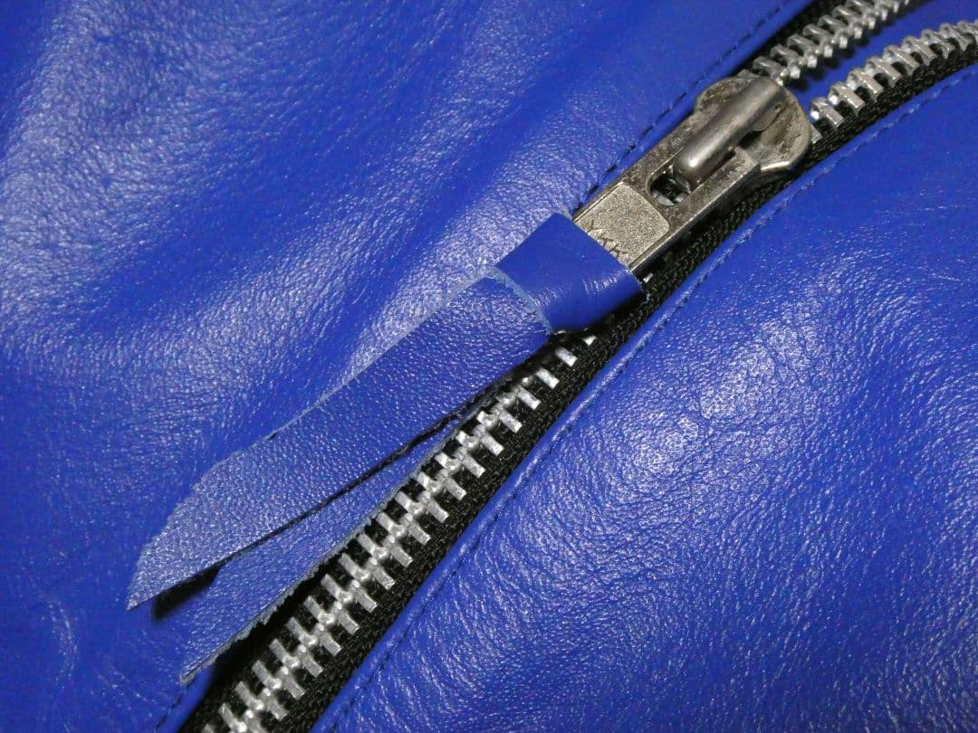 ヴィンテージ！レアカラーロイヤルブルー！襟付きシングルライダース