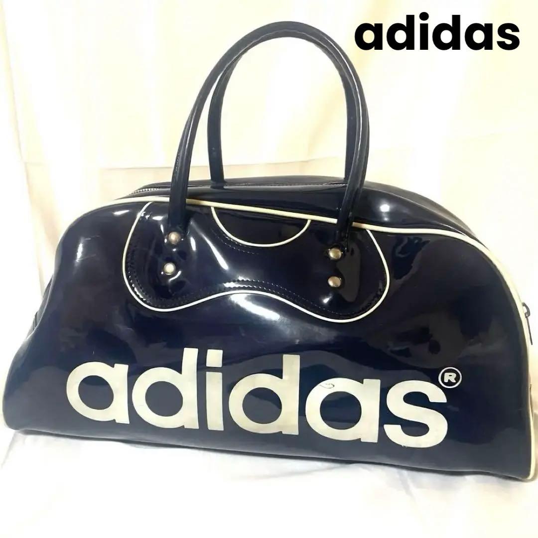 adidas☆アディダス☆エナメル☆ボストンバッグ☆ビンテージ☆ネイビー