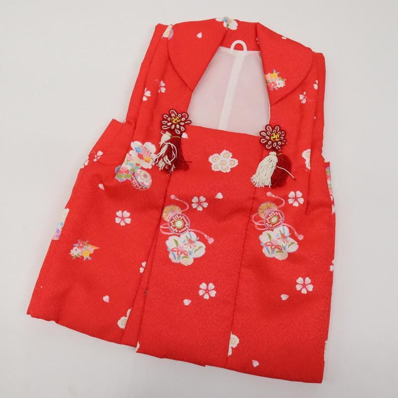 あっちゃん　七五三6点セット　被布　着物　襦袢　草履　巾着　赤 9RR21