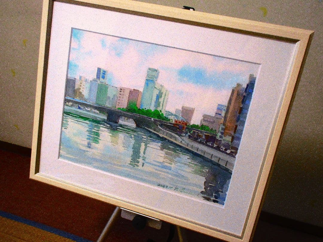 横浜大岡川付近(水彩画)
