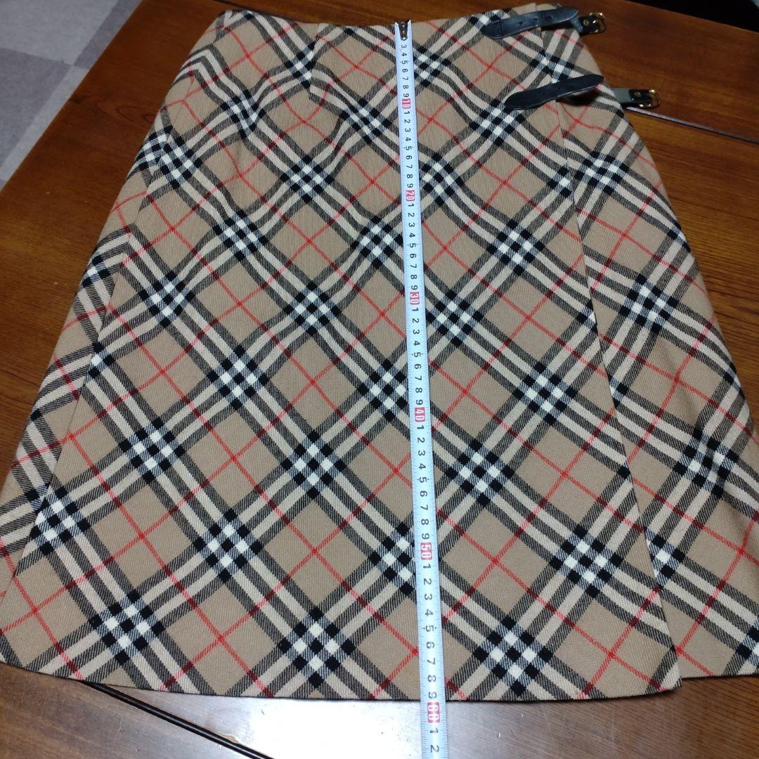 BURBERRY チェック柄ラップスカート ダブルバックル