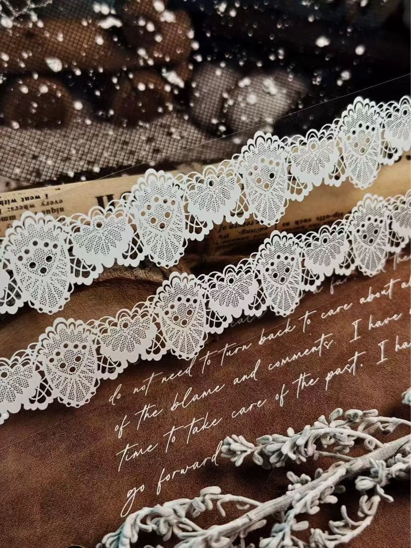 霖蓝汐原创手账《黑白蕾丝背景》海外マスキングテープ　マステ 【2648】