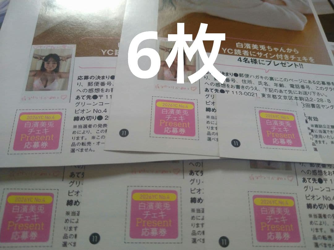 ヤングチャンピオン4号 白濱美兎 直筆サイン入りチェキ プレゼント