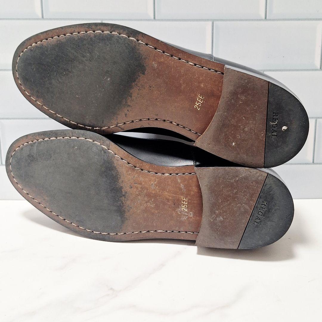 【良品】 REGAL パンチドキャップトゥ 内羽根 ビジネスシューズ 25 黒