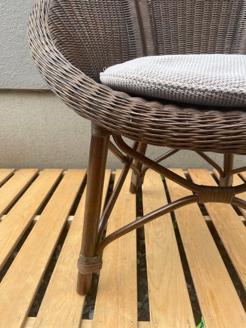 ②カザマ KAZAMA ラタン 丸型座椅子 ラタンソファ